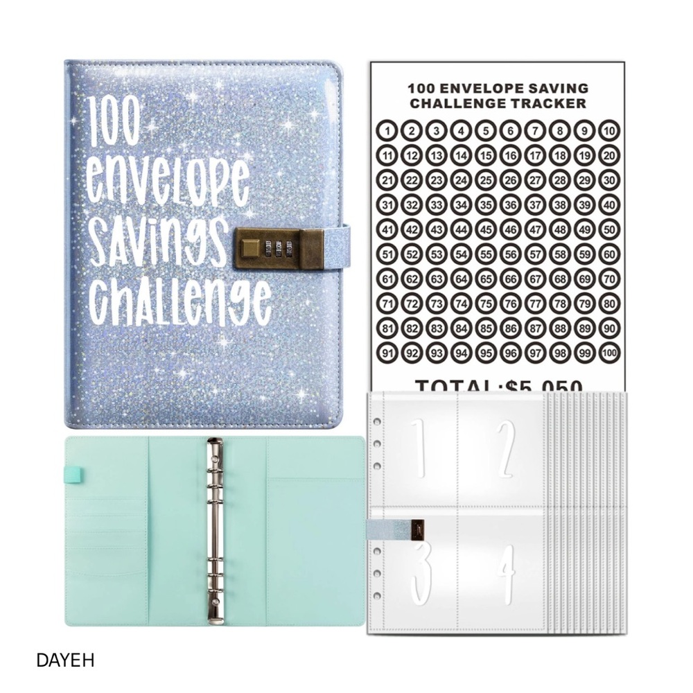 DAYEH Shiny 100 Envelopes Money Saving Challenge